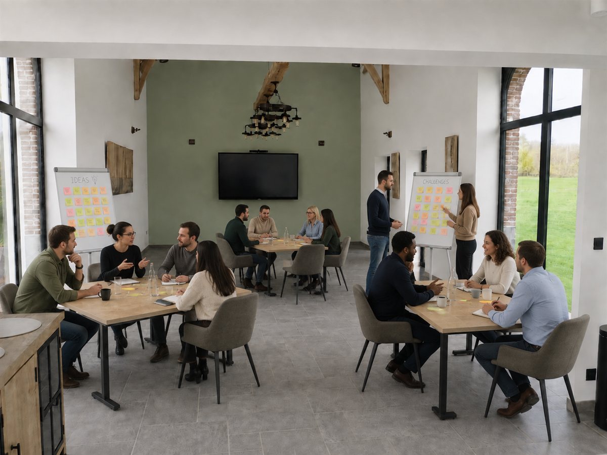 Polyvalente zaal — workshop met flipcharts