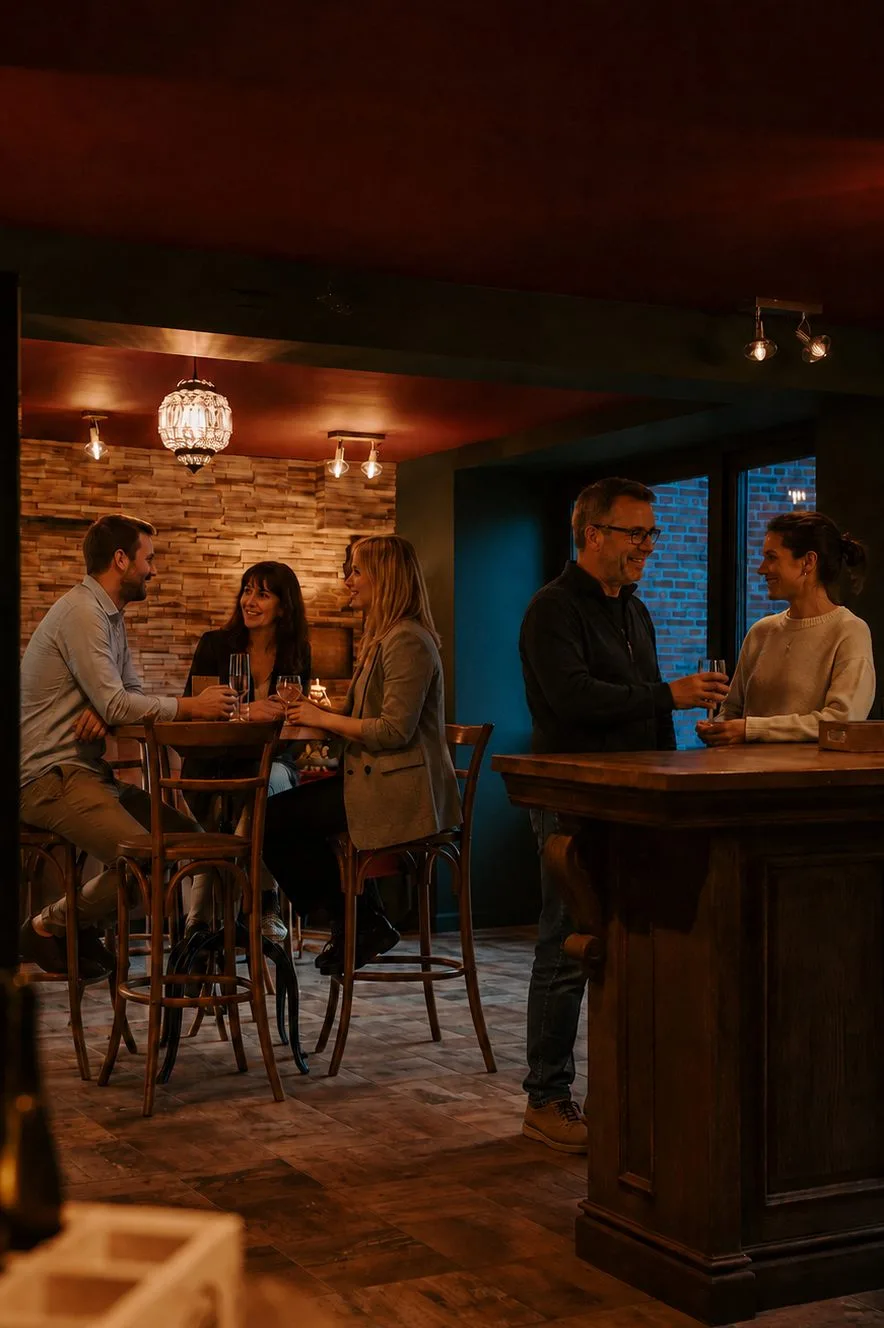 Gasten aan de bar van de pianobar