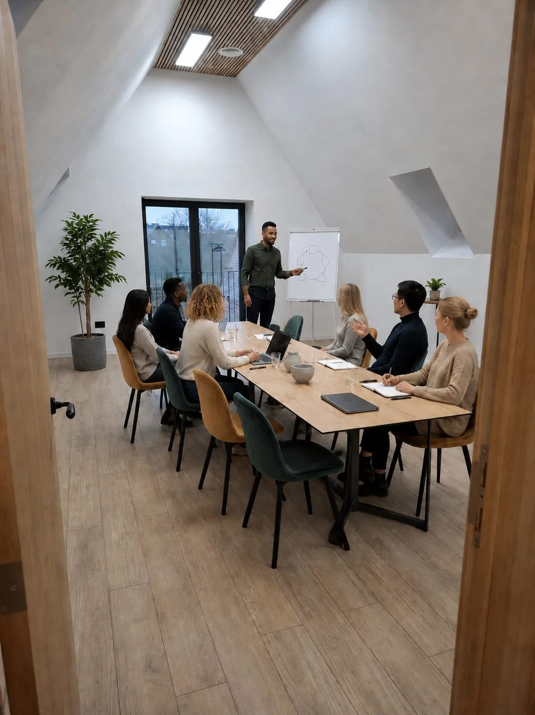 Opleiding met flipchart in de vergader- en opleidingszaal